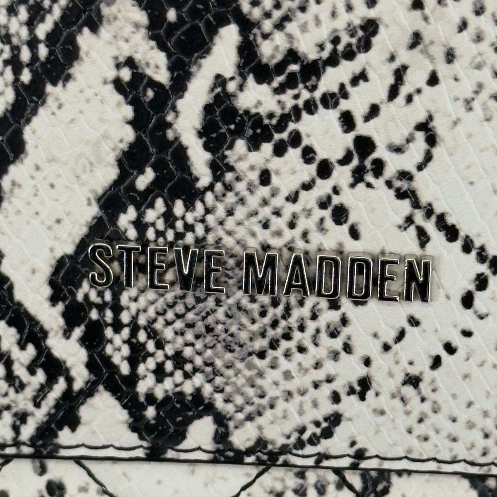 Steve Madden‎ Snake Print Tote Bag Neutral Black Cream Shoulder Bag Pouch - Picture 3 of 7